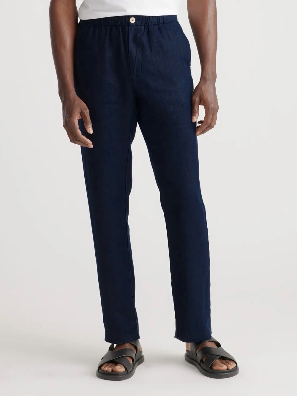 Quince Men’s Navy Elastic-Waist 100% European Linen Pants